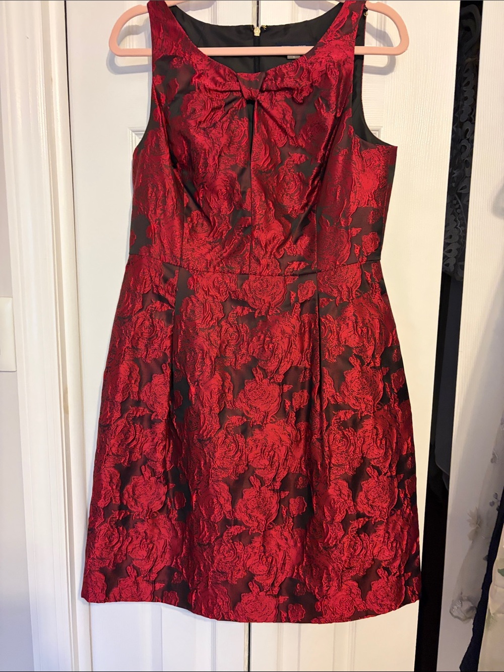 Tommy Hilfiger Red Floral Jacquard Sleeveless Dress